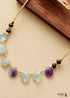 Boho Necklace, Blue Amazonite, Seed Beads Rose Quartz